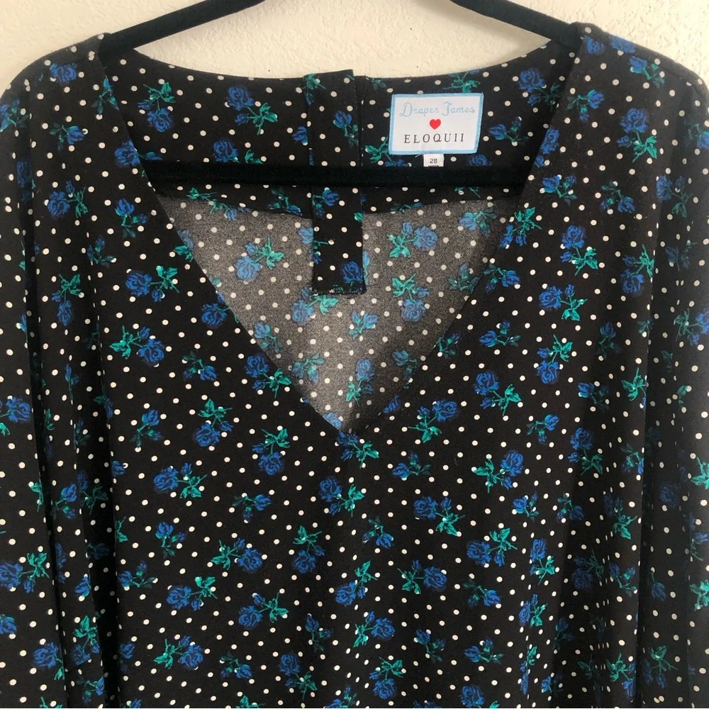 Draper James x Eloquii Forget Me Dots Floral Polka Dot Dress - Picture 3 of 10